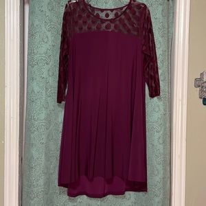 NINA LEONARD Maroon  Asymmetrical Dress Size L
